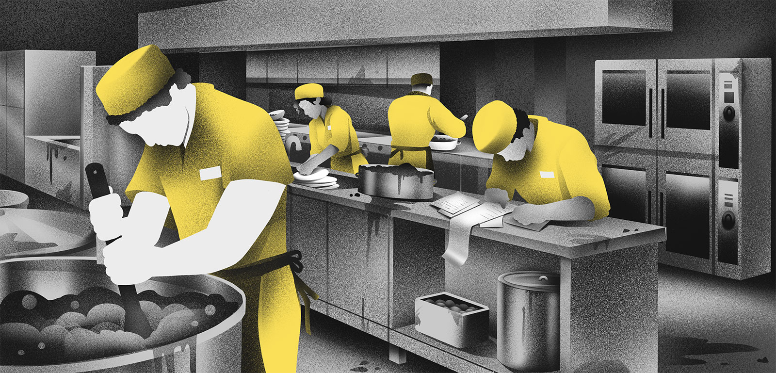 Illustration of prison kitchen